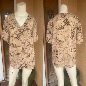 Laura Scott Floral Button Down Blouse LARGE